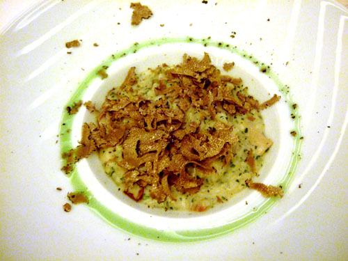 Mushroom risotto, topped with shaved summer truffles