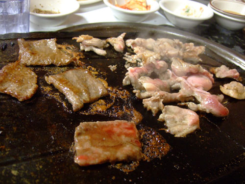 Cooking BBQ Duck and Marinated Beef Ribs (Galbi)