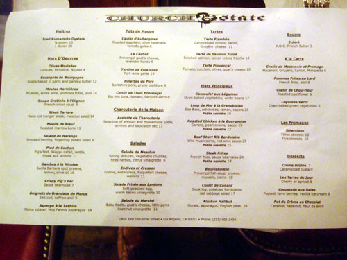 Church & State Menu