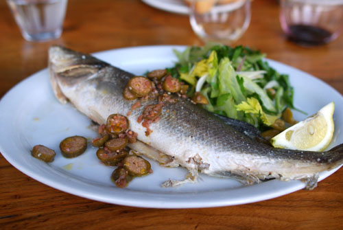 Salt Roasted Branzino with Parsley and Celery Salad and Caperberries