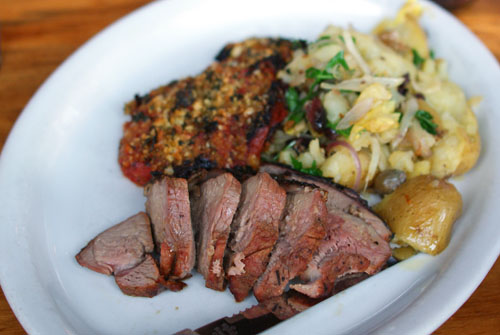 Herb Roasted Leg of Lamb with Roasted Potatoes and Nicoise Olives