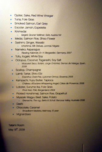 L2O Kaiseki Menu