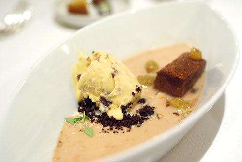 Oloroso Sherry-Raisin Ice Cream with Chocolate Cotton Cake & Dried Plums