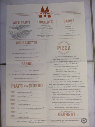 Pizzeria Mozza Menu